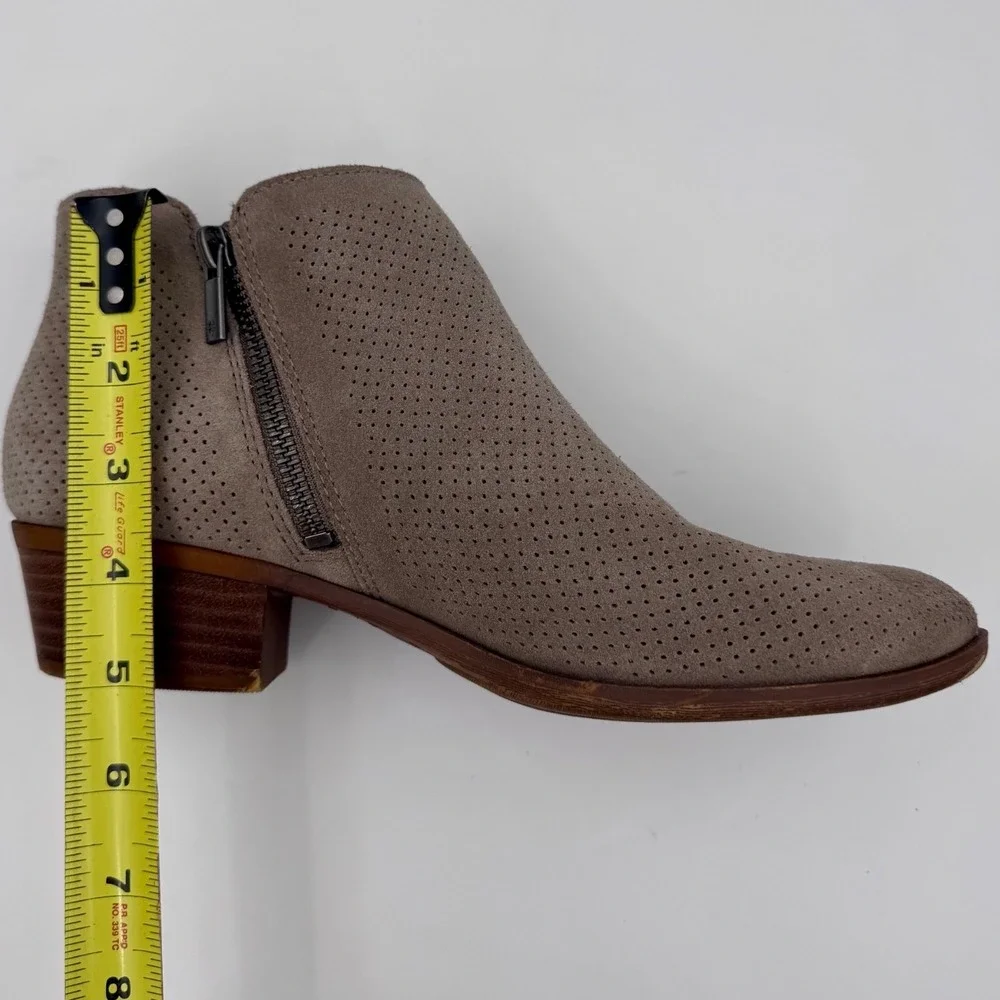 Lucky Brand Basel Perforated Taupe‎ Suede Ankle Booties Womens 9M Boho Western